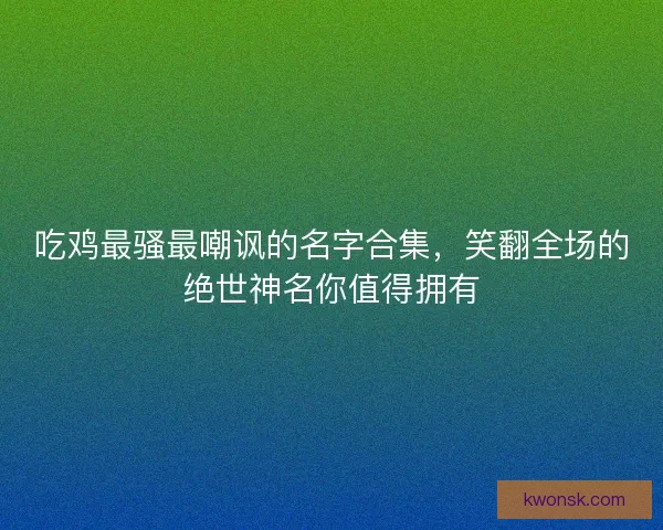 吃鸡最骚最嘲讽的名字合集，笑翻全场的绝世神名你值得拥有