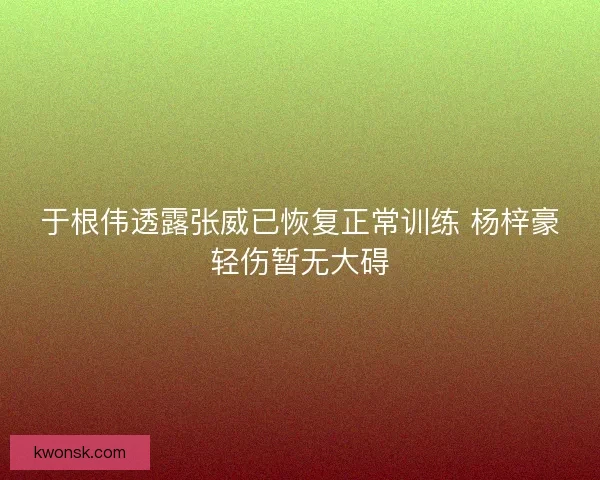 于根伟透露张威已恢复正常训练 杨梓豪轻伤暂无大碍