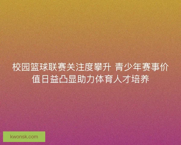 校园篮球联赛关注度攀升 青少年赛事价值日益凸显助力体育人才培养