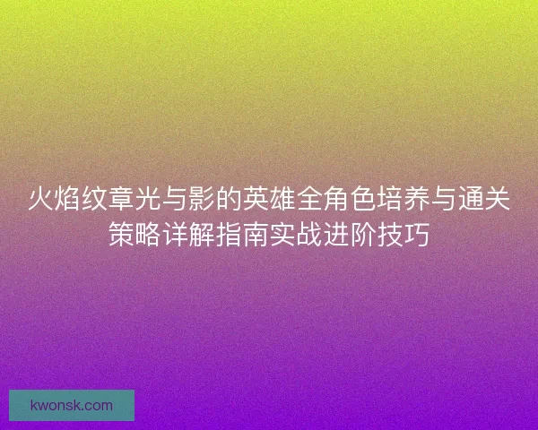 火焰纹章光与影的英雄全角色培养与通关策略详解指南实战进阶技巧